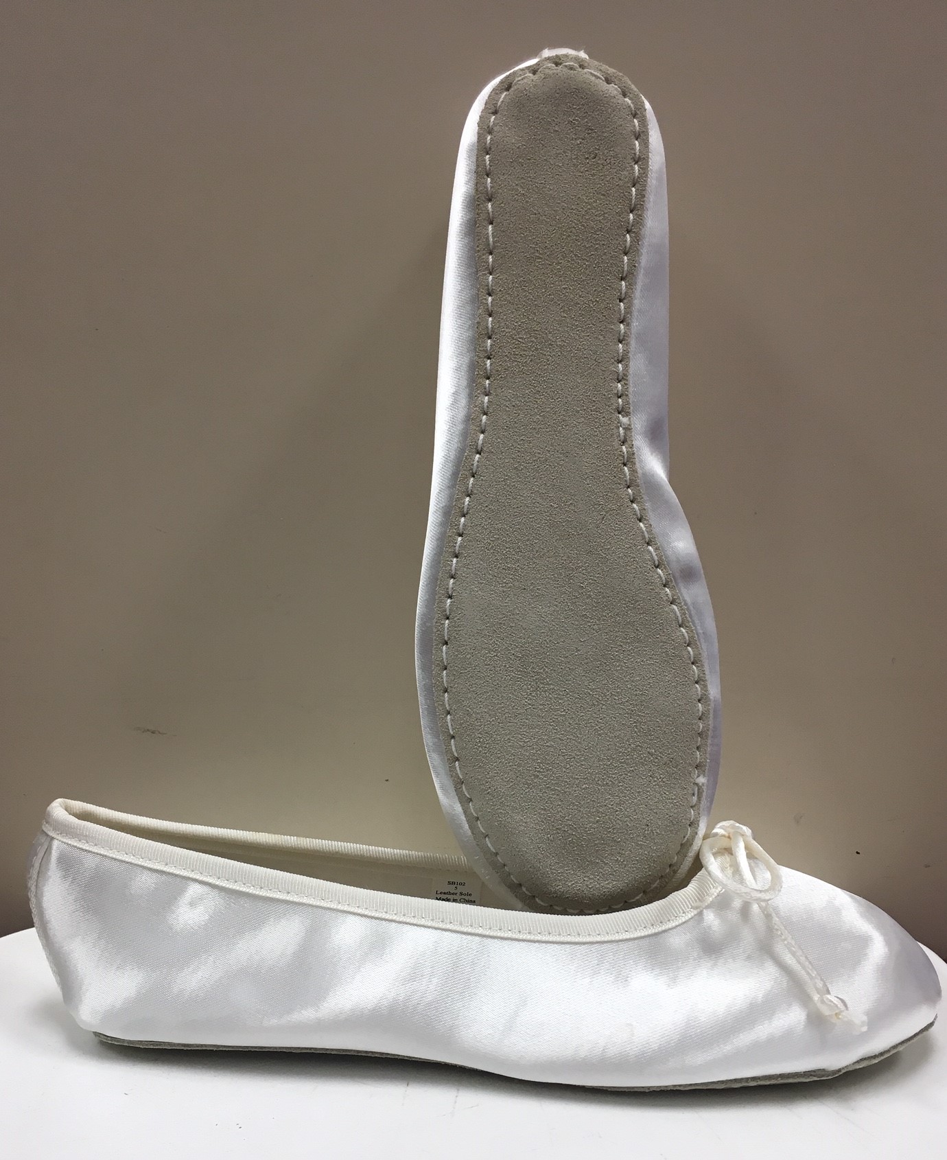 White satin ballet online flats